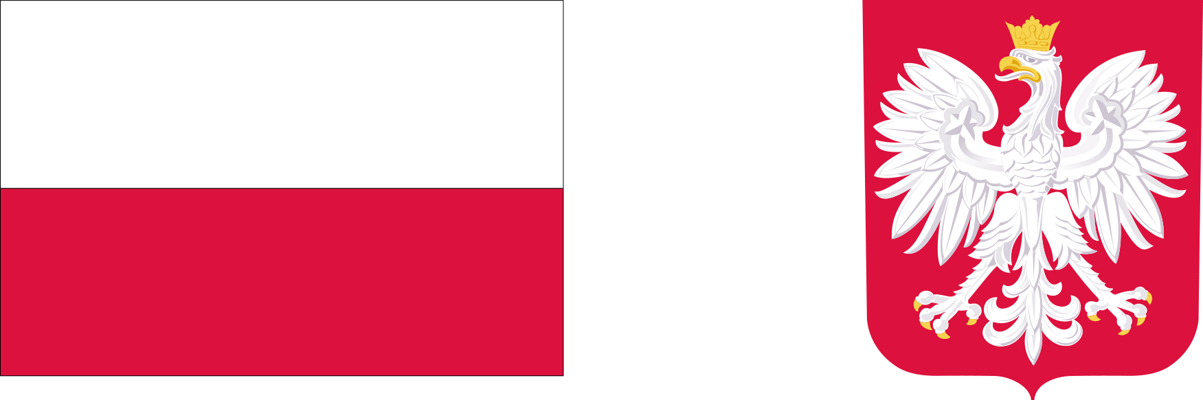Logotyp konkursu, flaga Polski oraz godło